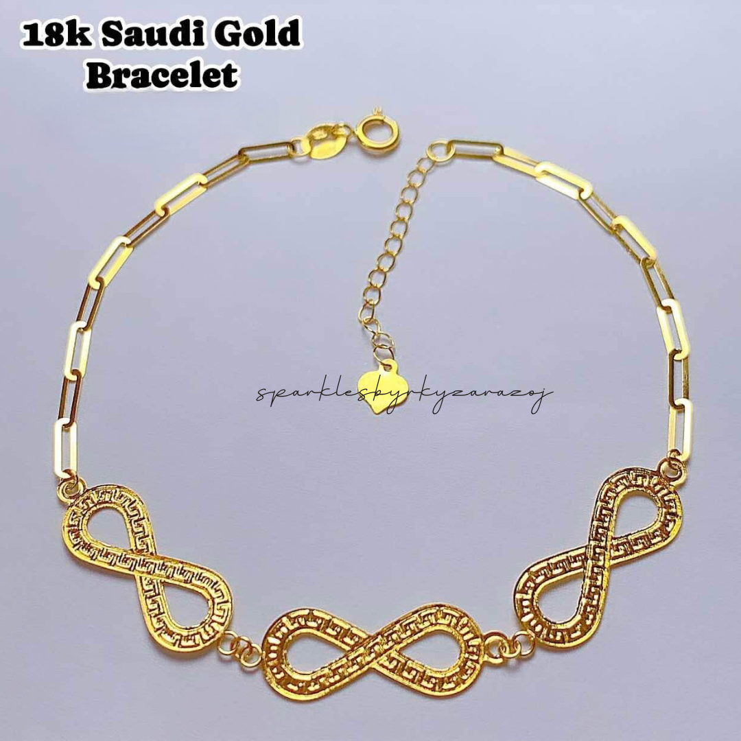 Half Paperclip Infinity Bracelet 18k Saudi Gold