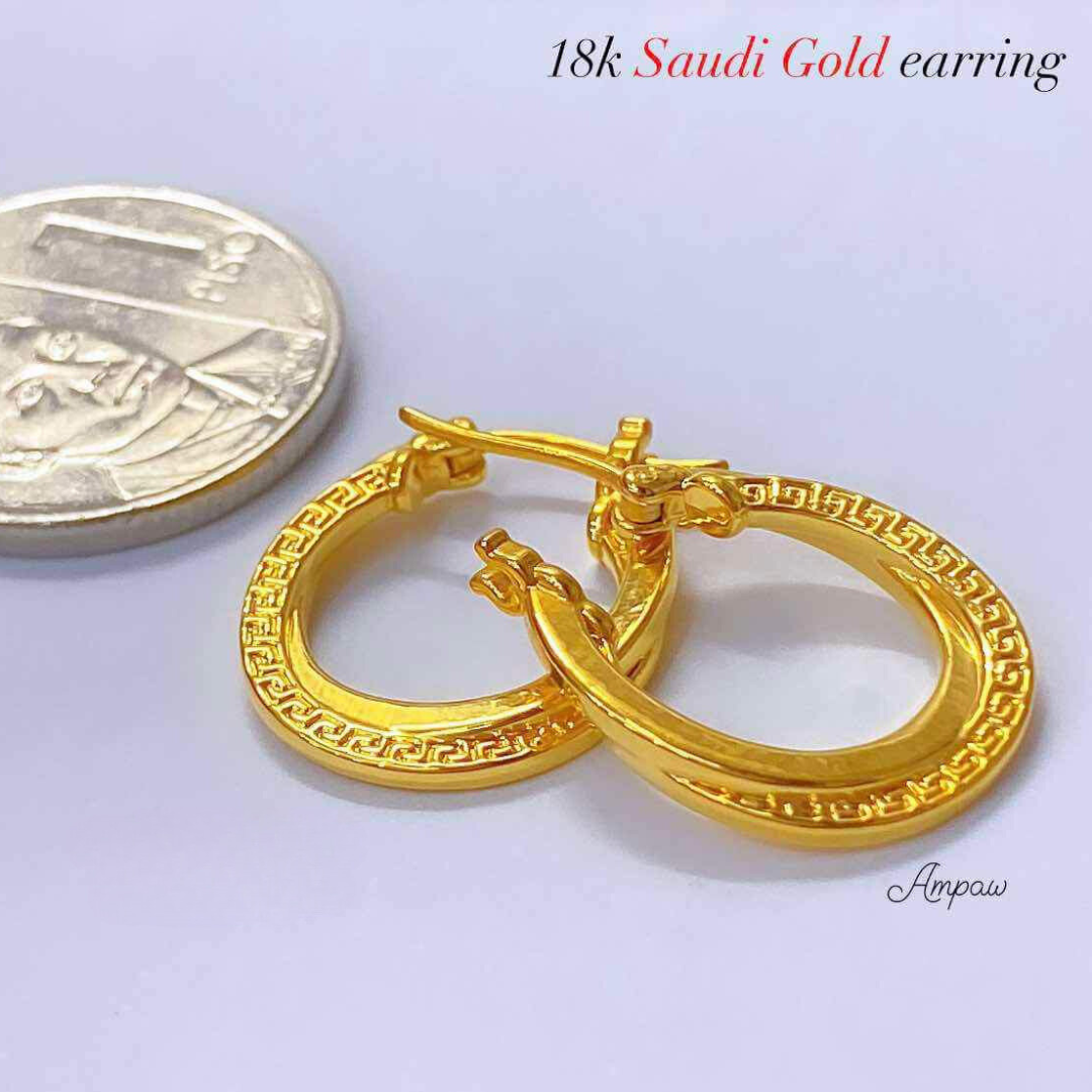 Round Shape Fendi Earrings Ampaw 18k Saudi Gold