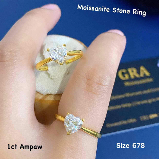 Heart Shape Moissanite Stone Ring Ampaw 18k Saudi Gold