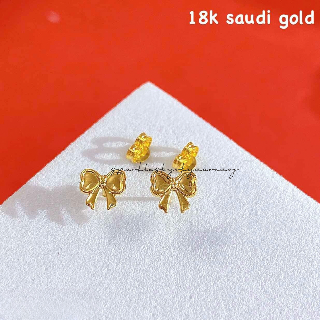 Ribbon Earrings 18k Saudi Gold