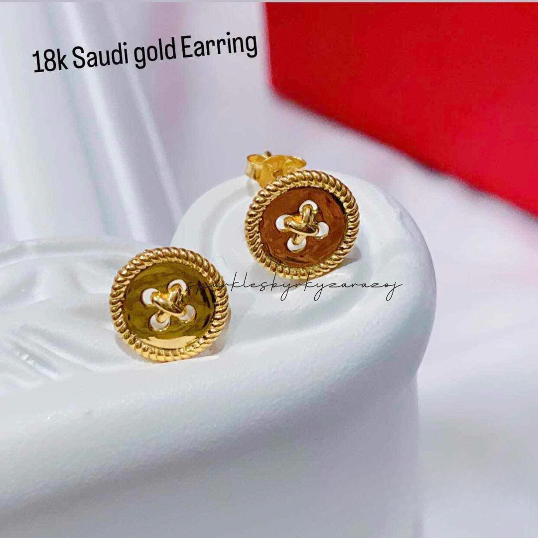 Botton style earrings solid 18k saudi gold – Sparkles PH