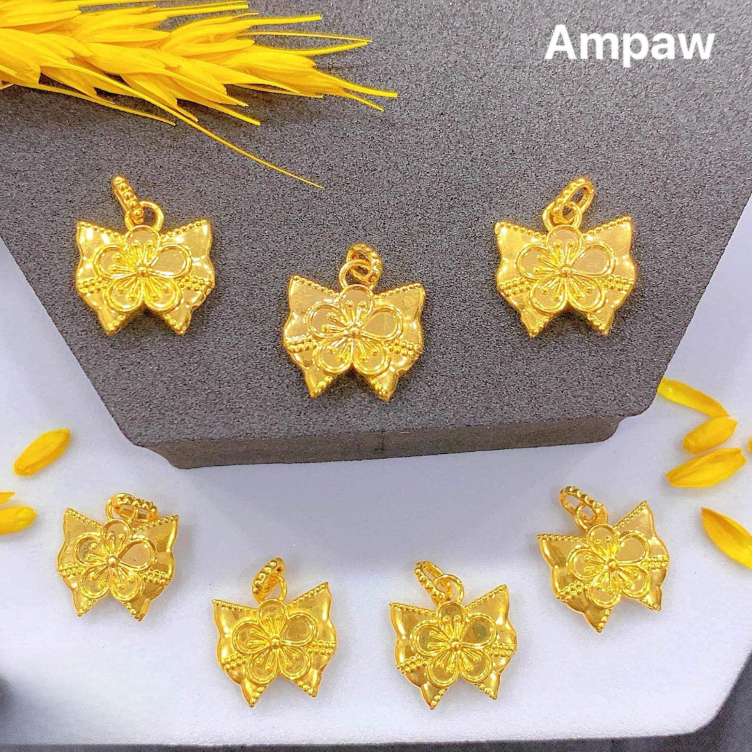 Flower Butterfly Pendant Ampaw 18k Saudi Gold