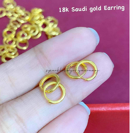 Plain Earrings Solid 18k Saudi Gold