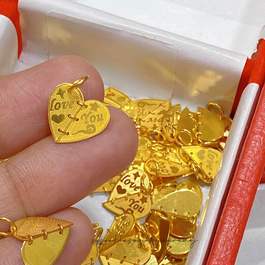 Love you heart design solid 18k saudi gold