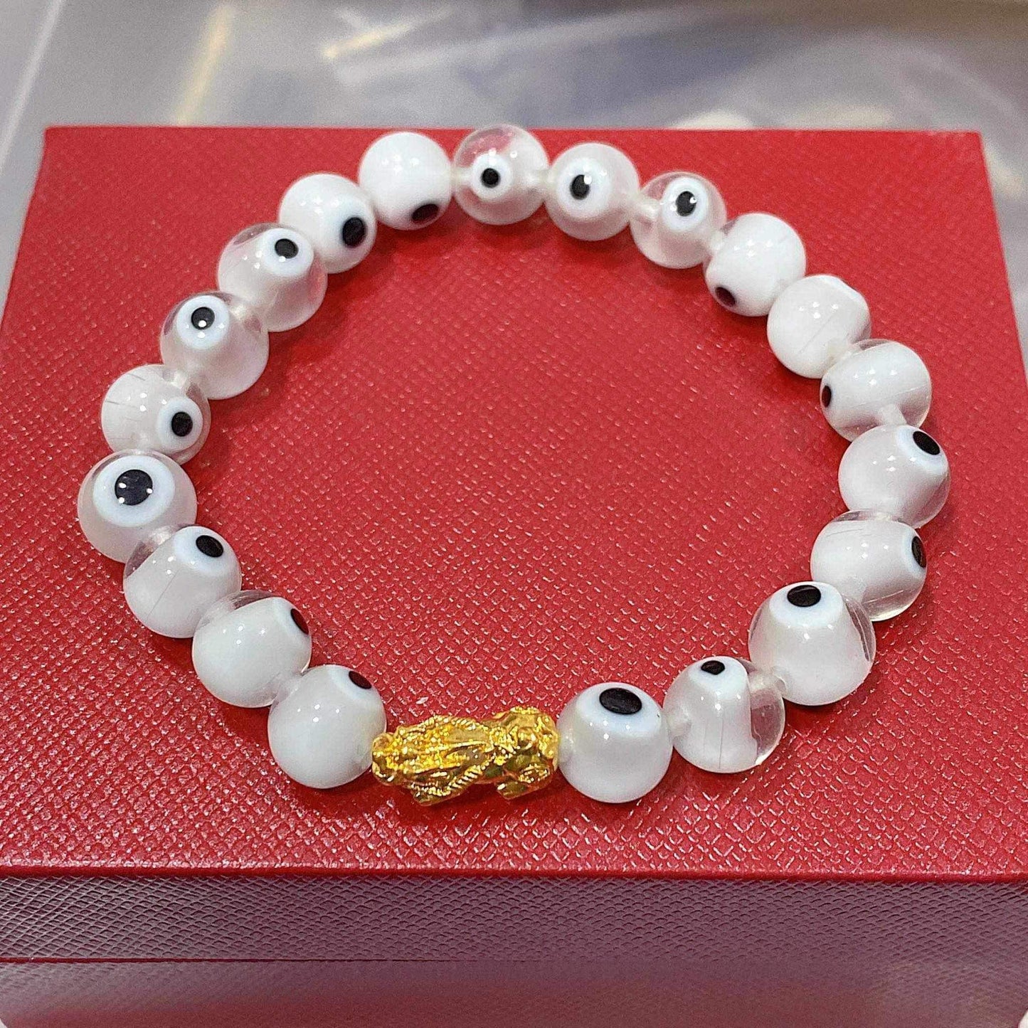 White Evil Eye Piyao Bracelet Ampaw 24k Saudi Gold