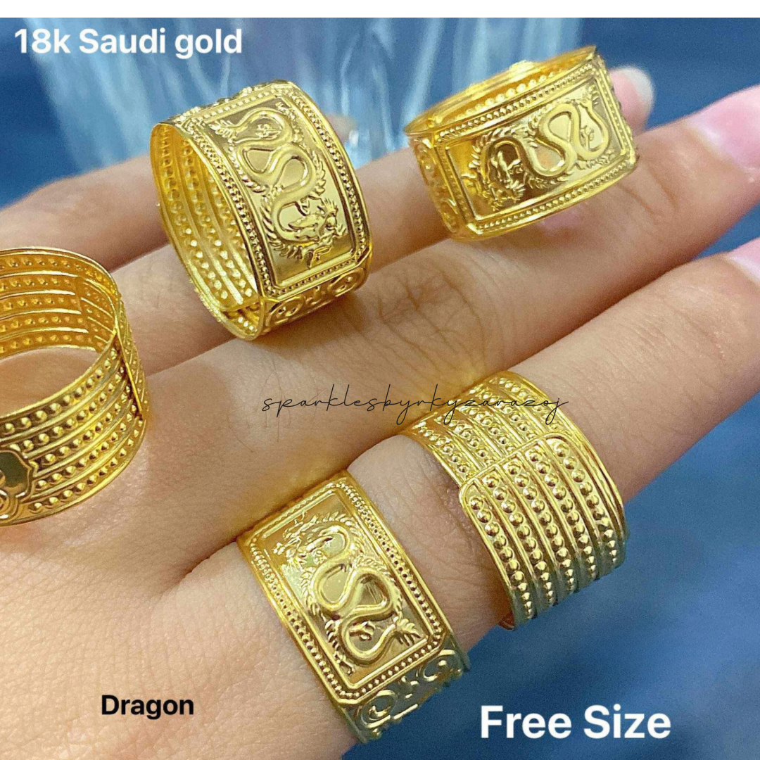 Dragon Ring Free Size Solid 18k Saudi Gold