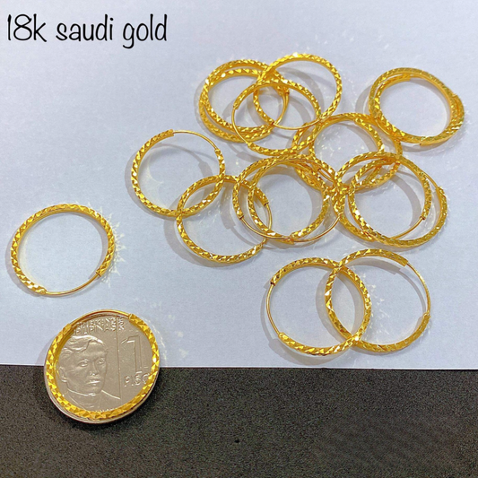 Diacut Hoop Earrings 18k Saudi Gold