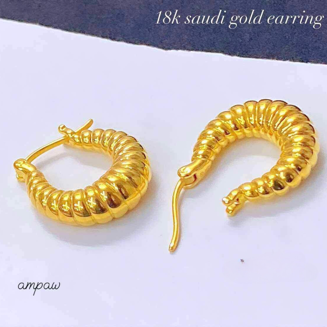 Level 1 Twisted Earrings Ampaw 18k Saudi Gold