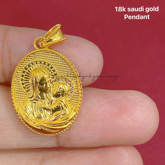 Mother and child ampaw pendant 18k saudi gold