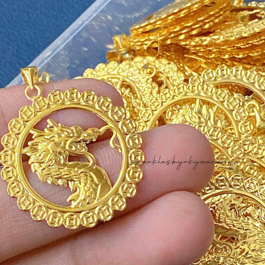 #15 Golden Dragon Pendant Solid 18k Saudi Gold