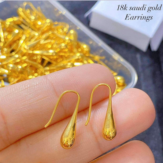 Clip Earrings Solid 18k Saudi Gold