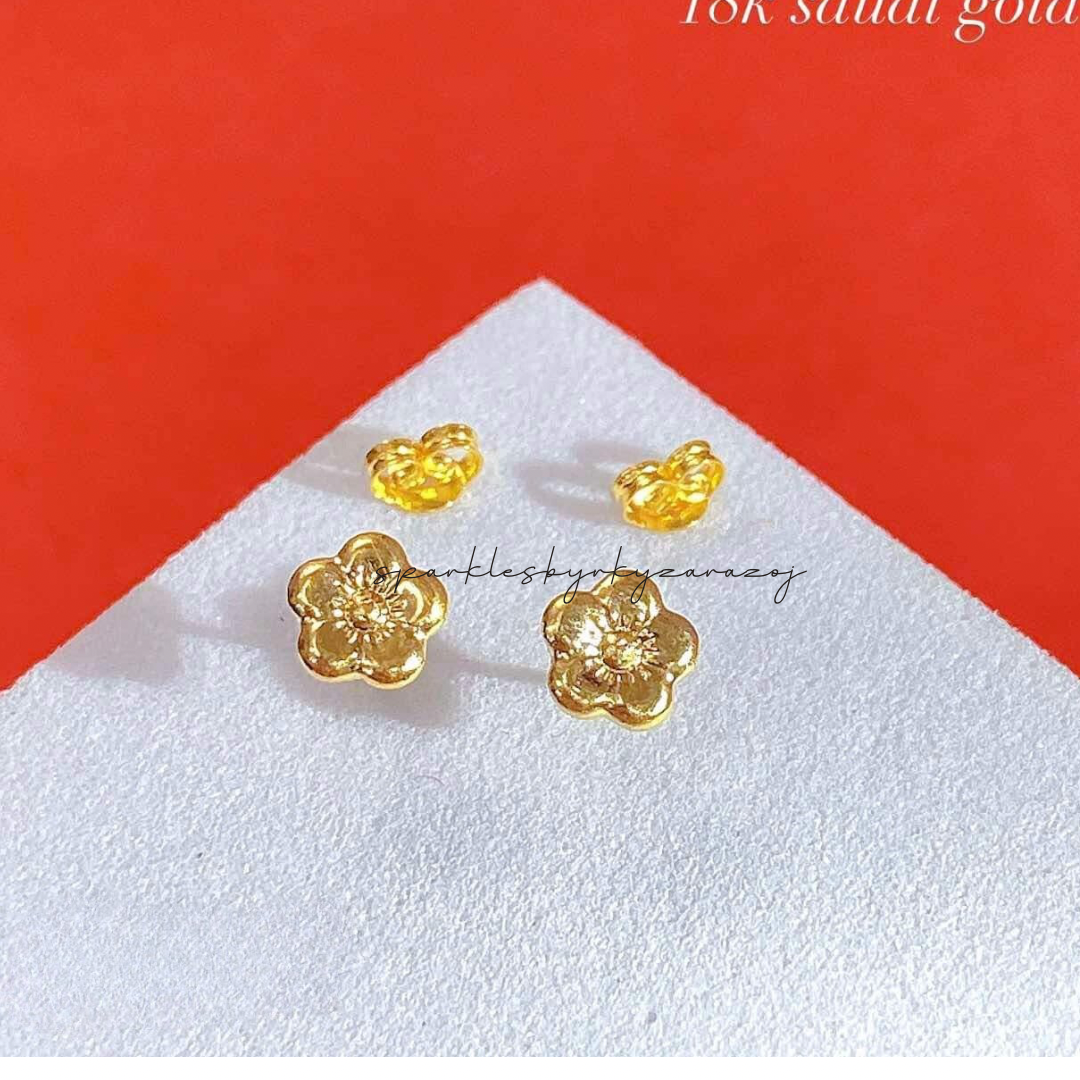 Flower Earrings 18k Saudi Gold