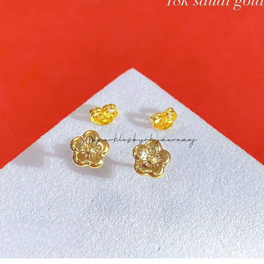 Flower Earrings 18k Saudi Gold