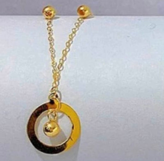Round Ball Station Necklace 18k Saudi Gold