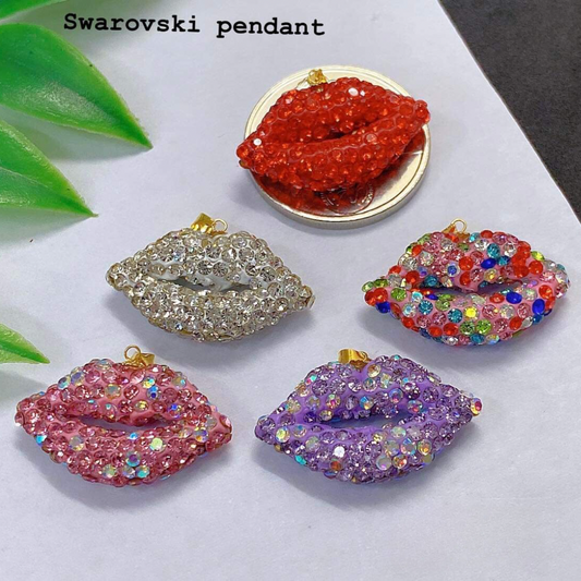 Lips Swarovski Pendant 18k Saudi Gold