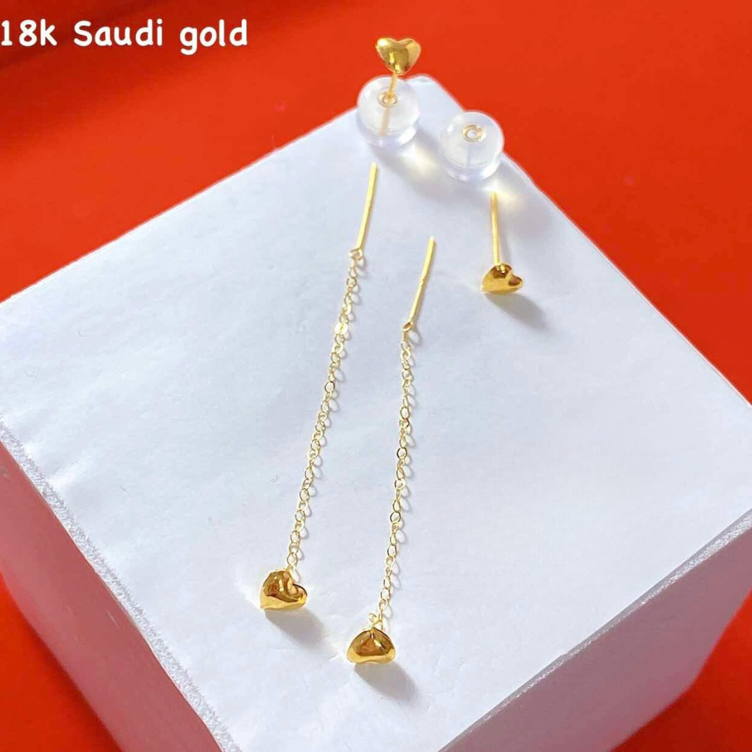 Ivana Heart  Studd/Tictac Earrings  18k Saudi Gold