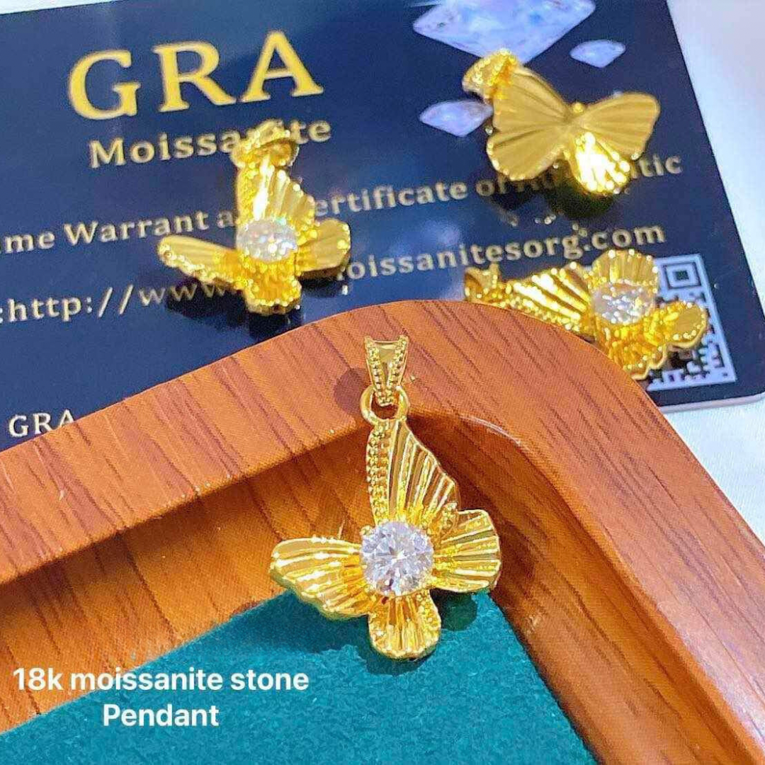 Butterfly Moissanite Diamond Pendant Ampaw 18k Saudi Gold