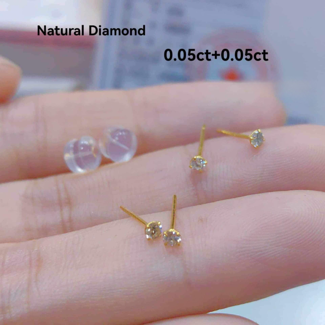 #2 Mini Earrings Natural Diamond 18k Saudi Gold