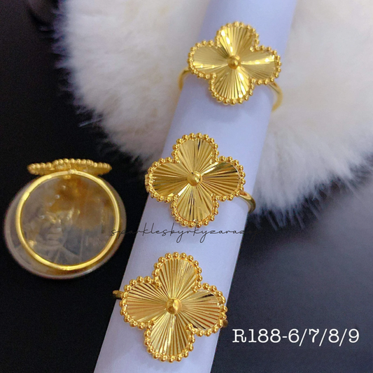 Clover Ring Solid 18k Saudi Gold