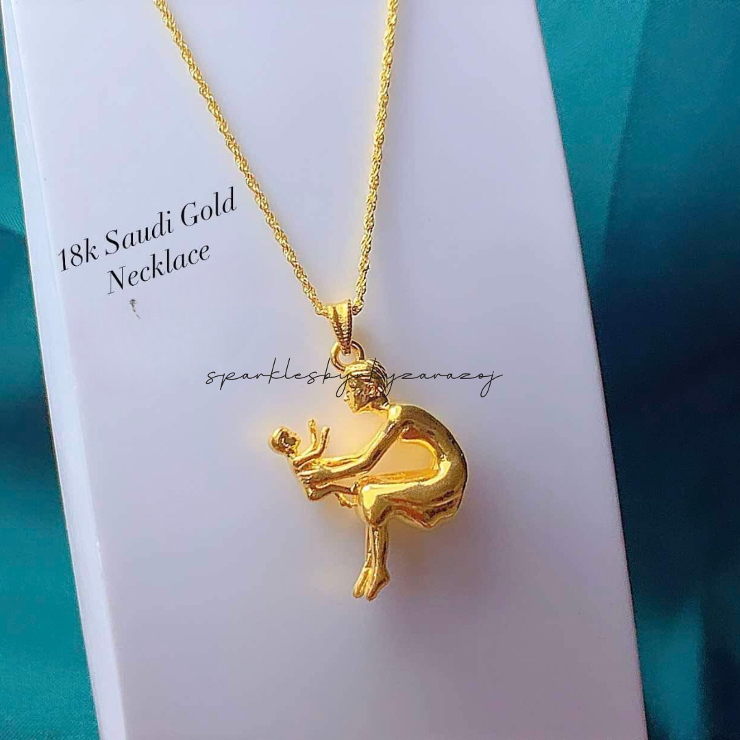 Plain Mother & Child Pendant Only Ampaw 18k Saudi Gold