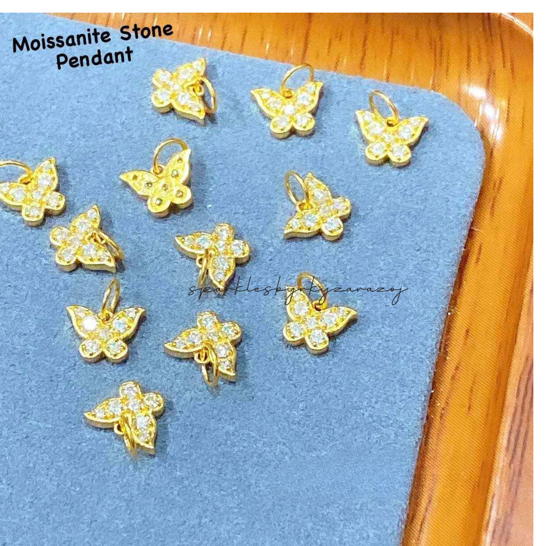 Butterfly Moissanite Diamond Pendant Ampaw 18k Saudi Gold