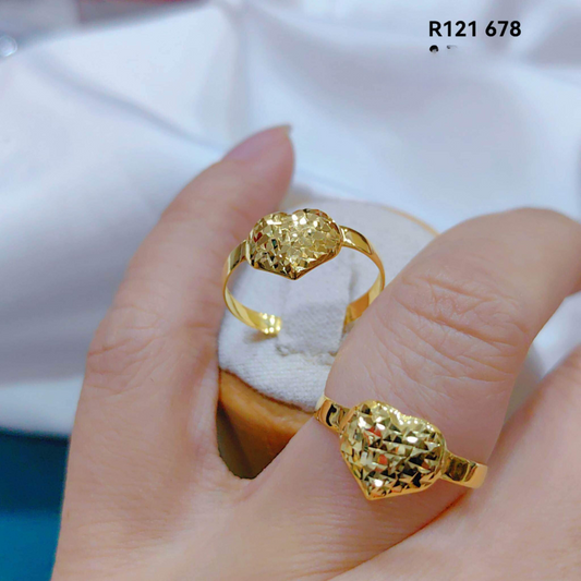 Diacut Heart Ring Solid 18k Saudi Gold