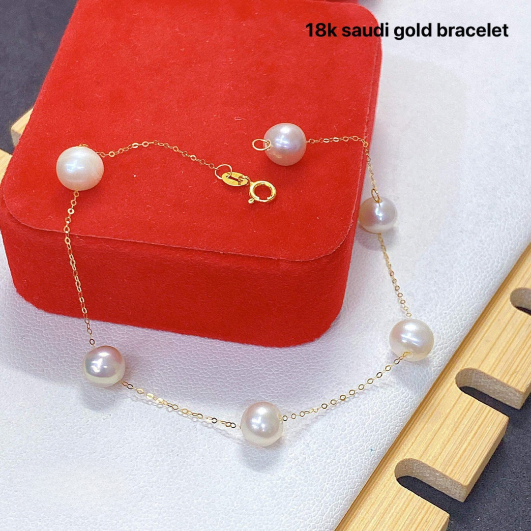 Station Pearl Bracelet 18k Saudi Gold