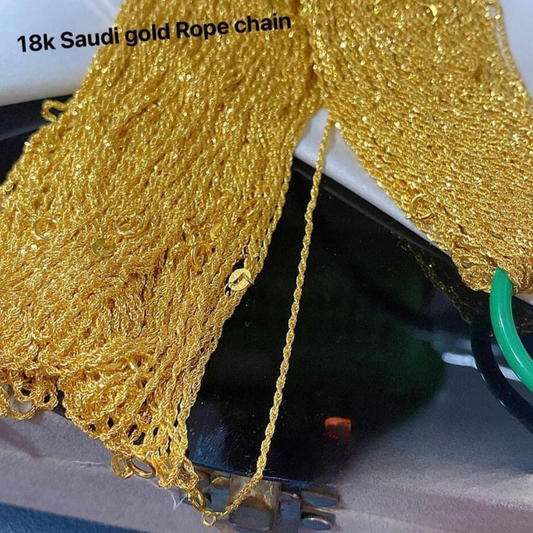 18” Rope Chain Makapal 18k Saudi Gold