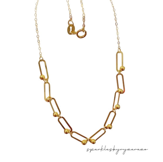 Paperclip ball necklace solid 18k gold pawnable
