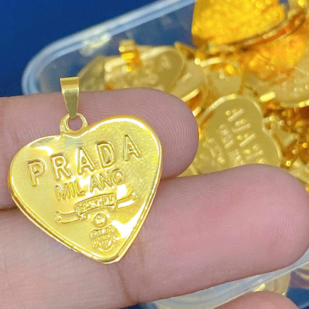 Prada Milano Heart Pendant Solid 18k Saudi Gold