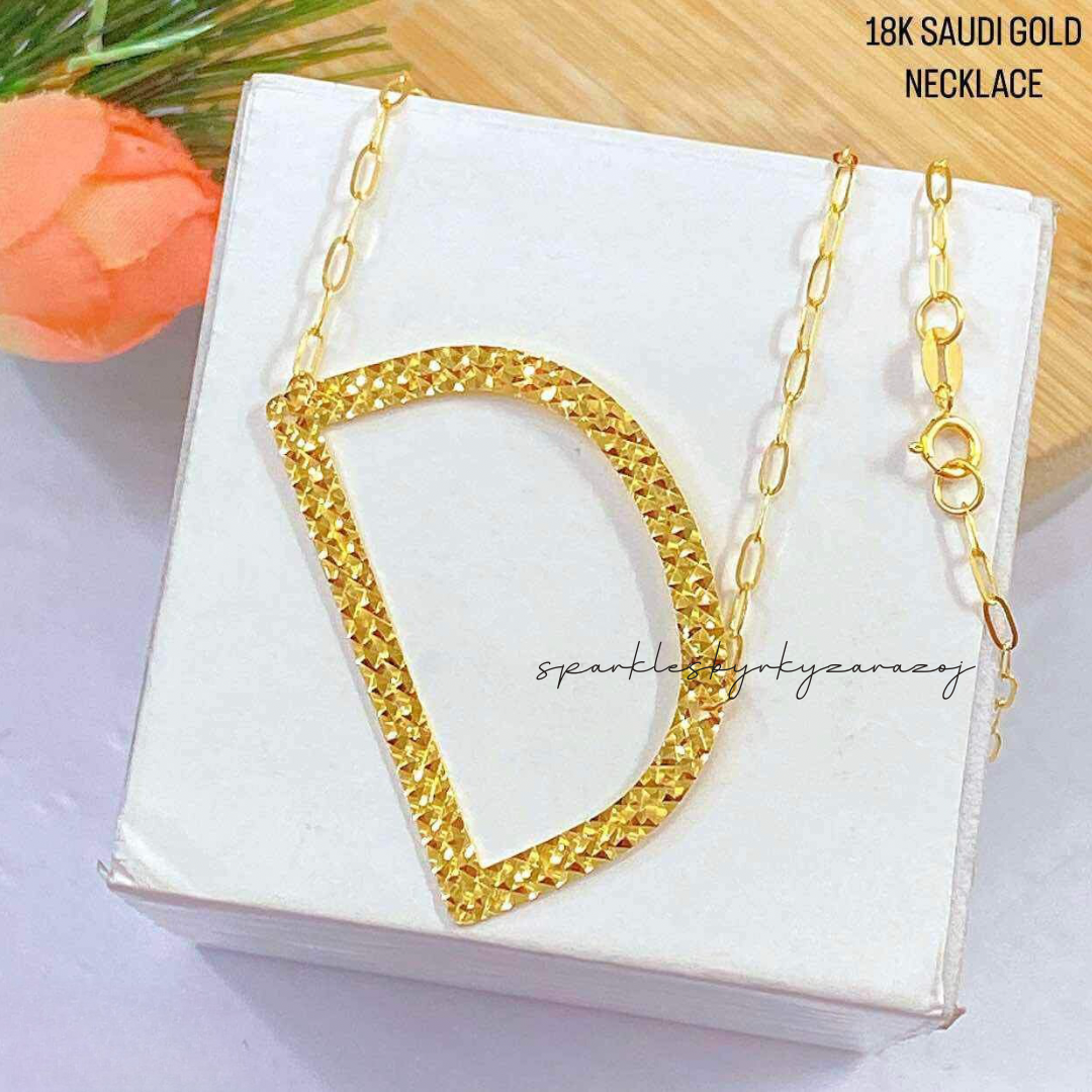 Letter D Diacut Necklace 18k Saudi Gold