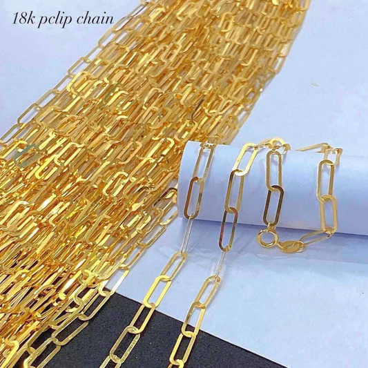 18” Paperclip Chain Solid 18k Saudi Gold