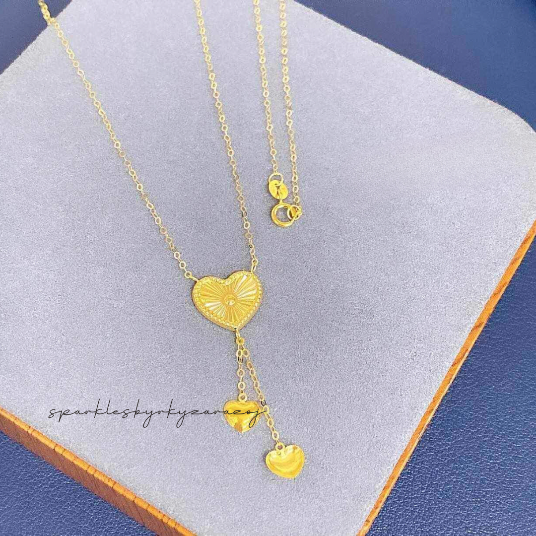 Sinag Heart Necklace Solid 18k Saudi Gold