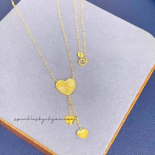 Sinag Heart Necklace Solid 18k Saudi Gold