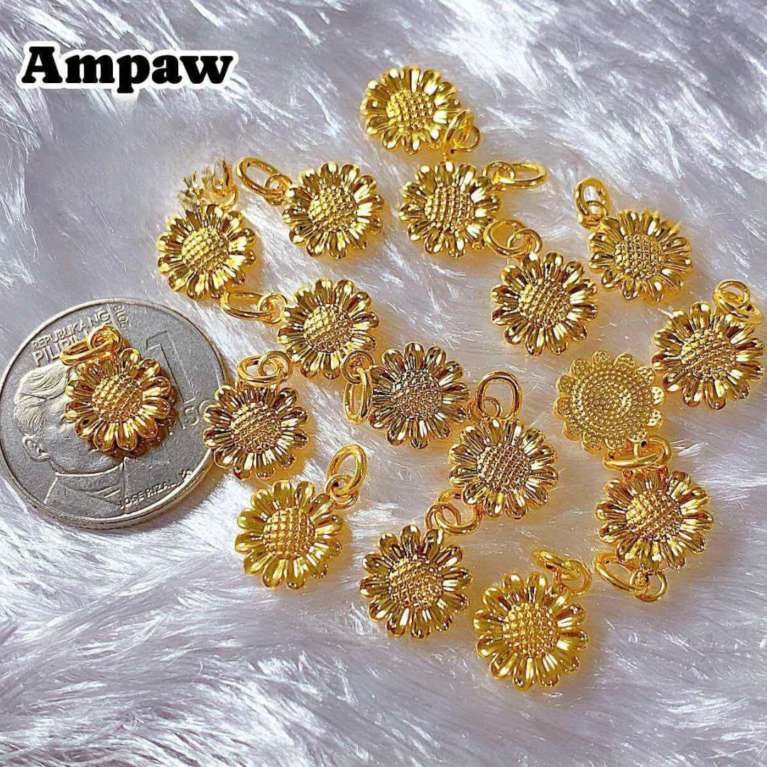 Sunflower Pendant Ampaw 18k Saudi Gold