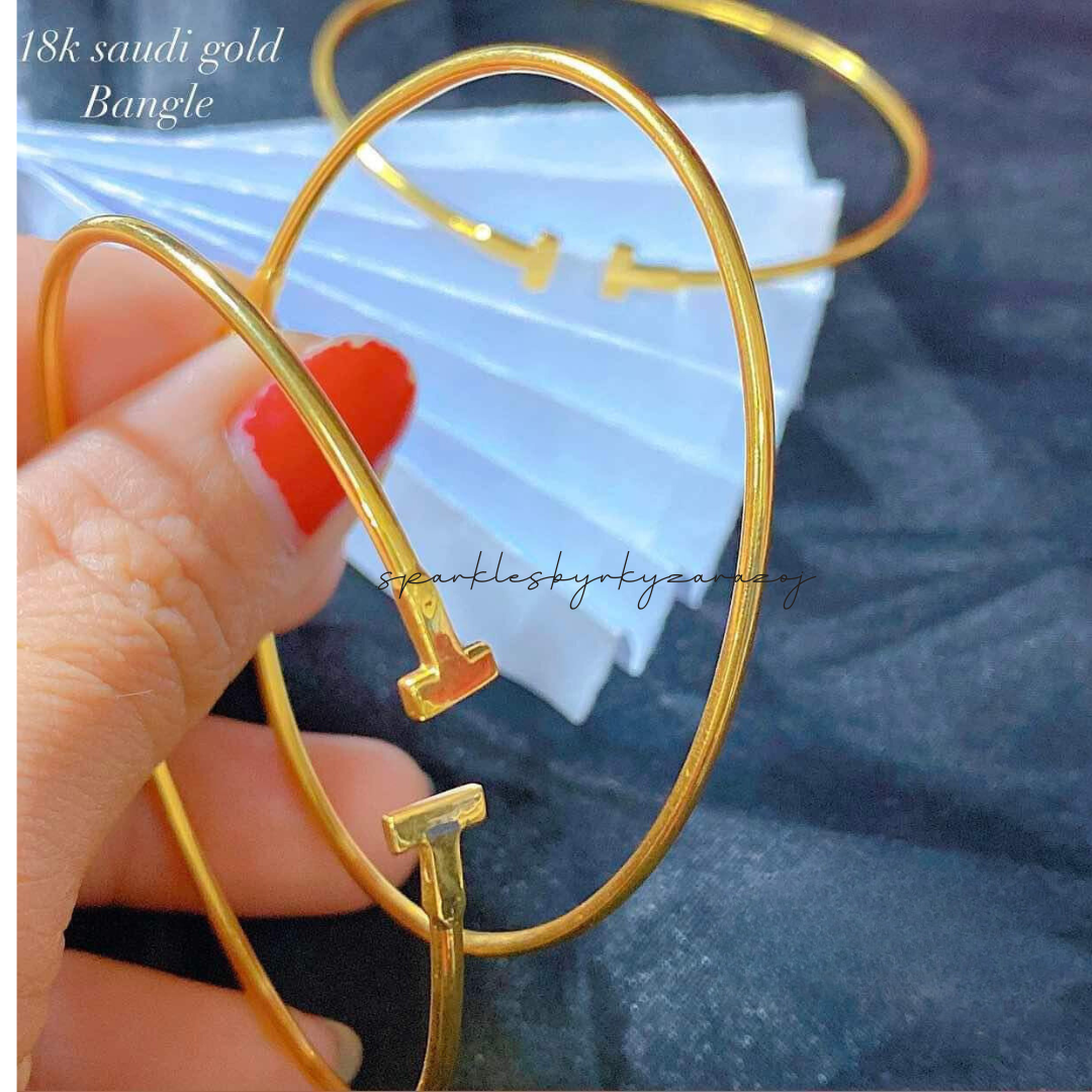 Plain Bangle Solid 18k Saudi Gold