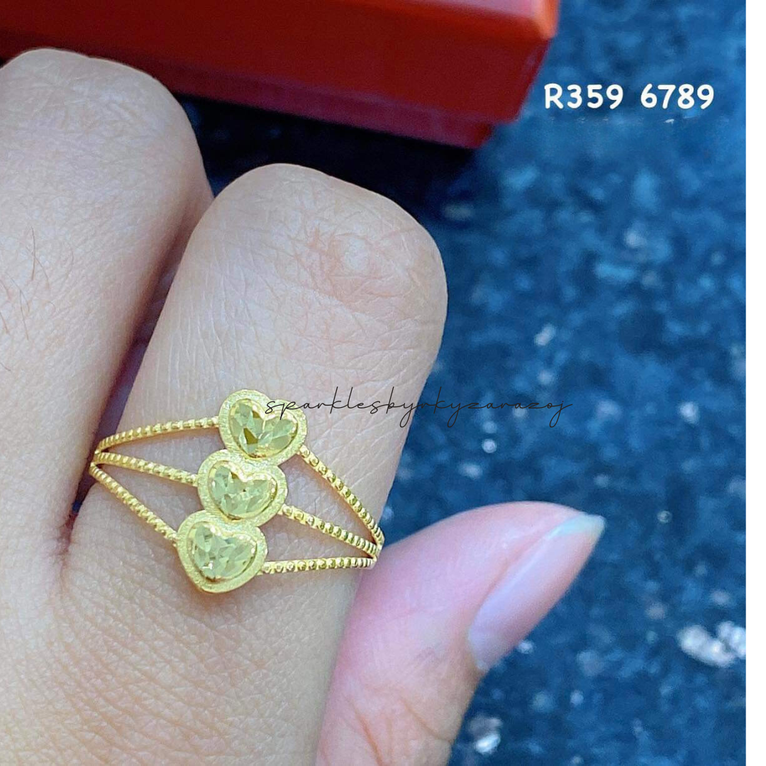 Mini Triple Heart Ring 18k Saudi God