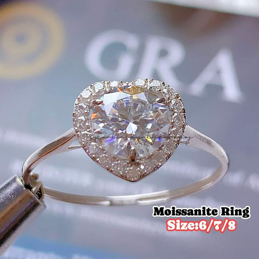 Heart Style Moissanite Ring White Gold 18k Saudi Gold