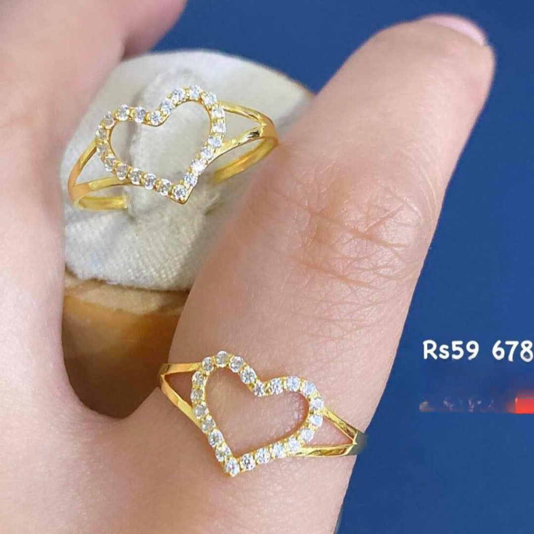 Crystal Heart Ring with Russian Stone 18k Saudi Gold