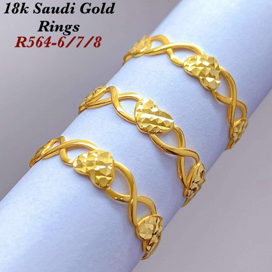 Infinity Diacut Heart Ring Solid 18k Saudi Gold