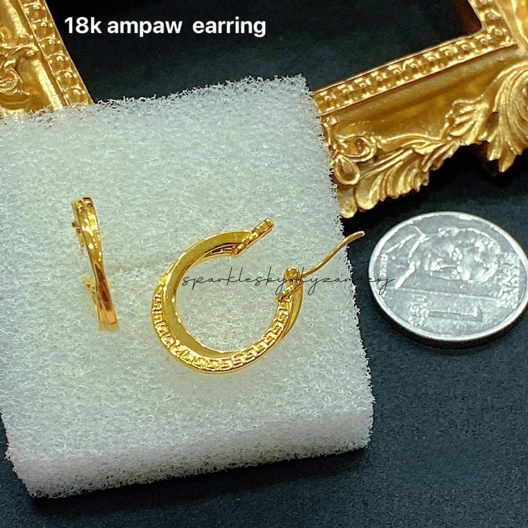 Chunky Earrings Ampaw 18k Saudi Gold