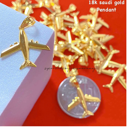 Airplane Pendant 18k Saudi Gold