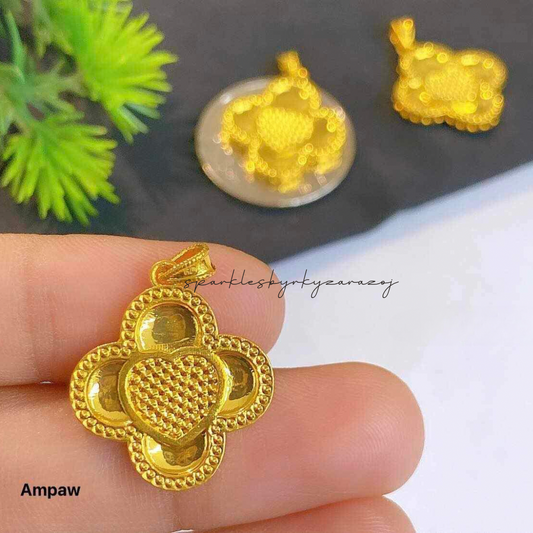 4 leaf heart pendant ampaw 18k saudi gold