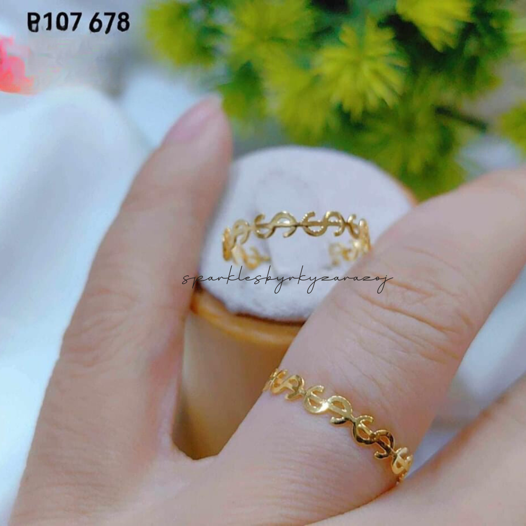 Dollar Sign Ring 18k Saudi Gold