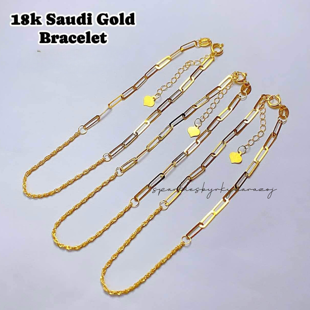 Half Palay Paperclip Bracelet 18k Saudi Gold