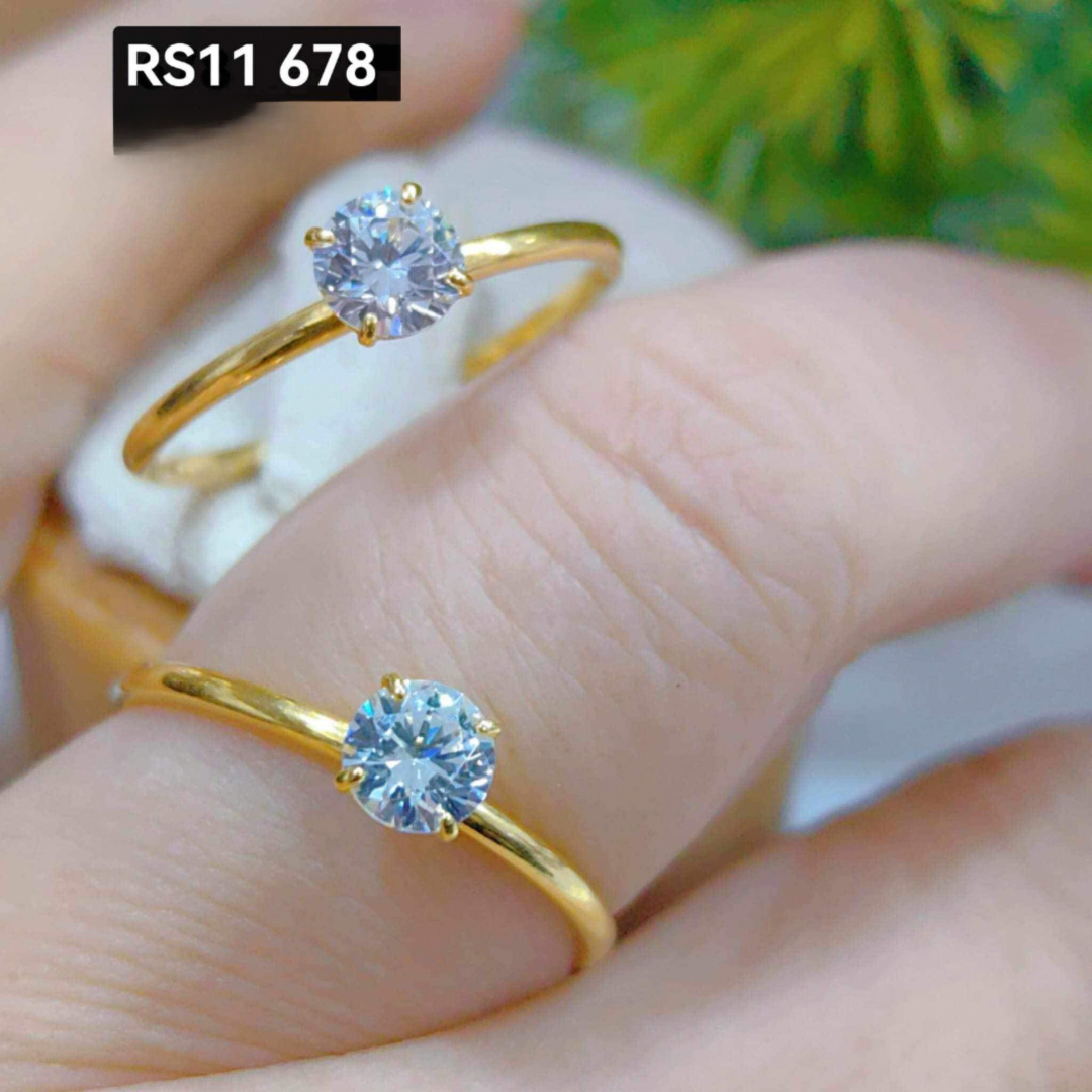 Plain Moissanite Ring Solid 18k Saudi Gold