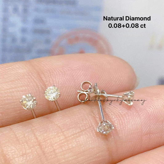 #3 Mini Earrings Natural Diamond 18k Saudi Gold