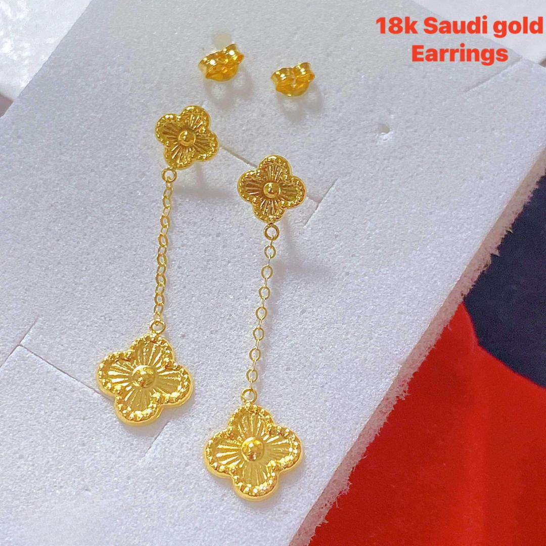 Clover Earrings 18k Saudi Gold