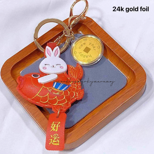 #2 Rabbit Koi Lucky Charm 24k Gold