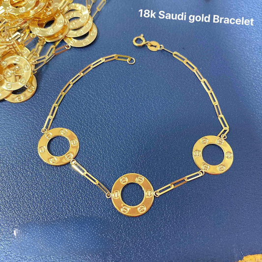 Paperclip Cartier Bracelet Solid 18k Saudi Gold